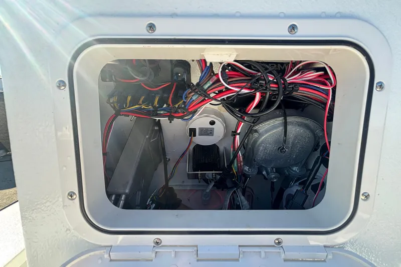 Slide: The Image of Interior view of Custom FS 14 (2025) electrical wiring and components. - 29