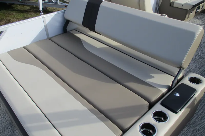 Slide: The Image of Luxurious seating on 2026 SunCatcher Select 22SL boat with cup holders and sleek design. - 20