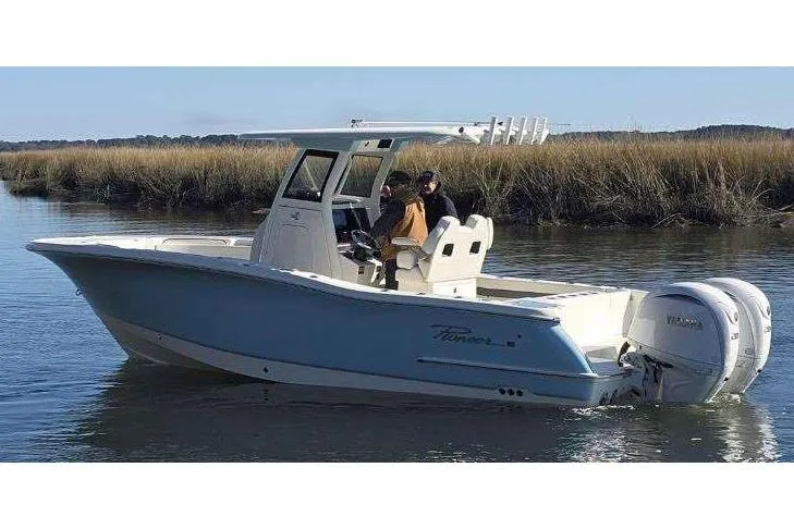 Slide: The Image of Manufacturer Provided Image: 2026 Pioneer 250 Pelagic boat on water, featuring sleek design and dual engines. - 3