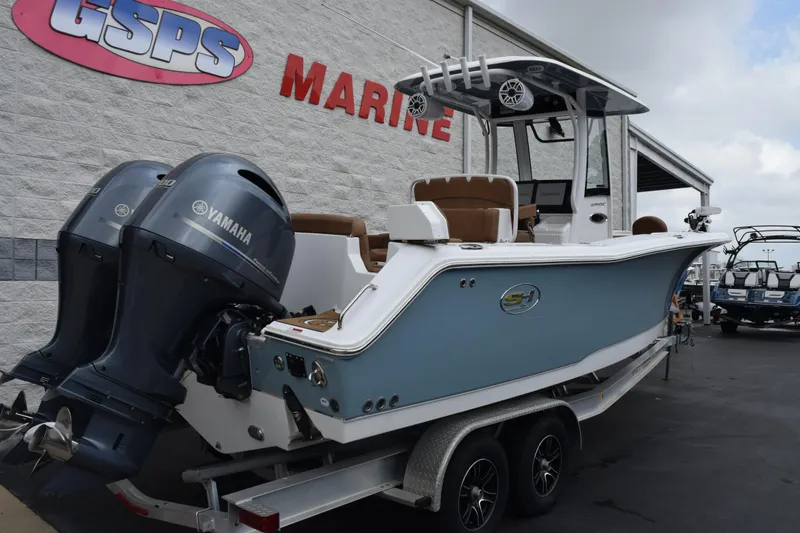 Slide: The Image of 2022 Sea Hunt Ultra 275 SE boat with dual Yamaha engines at GSPS Marine dealership. - 30