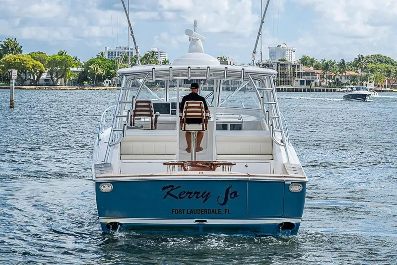 Slide: The Image of 2021 Viking 38 Open yacht cruising in Fort Lauderdale waters. - 4