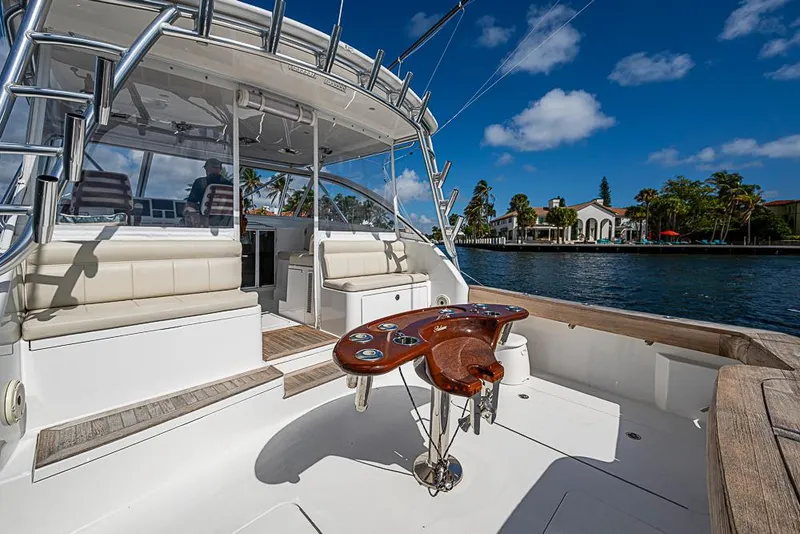 Slide: The Image of 2021 Viking 38 Open yacht with spacious deck and luxurious seating. - 52