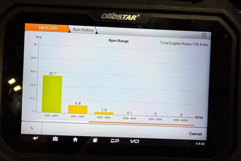 Slide: The Image of Dashboard of a 2017 Sun Tracker Party Barge 24 DLX with Lowrance display and RPM gauge. - 7