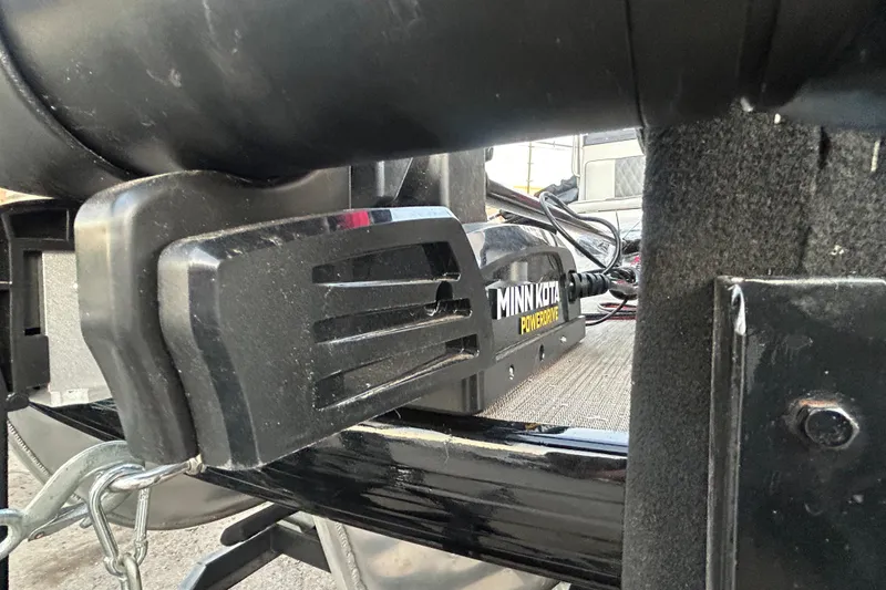 Slide: The Image of Captain's chair on 2018 Misty Harbor 210 RF pontoon boat, dockside view. - 26