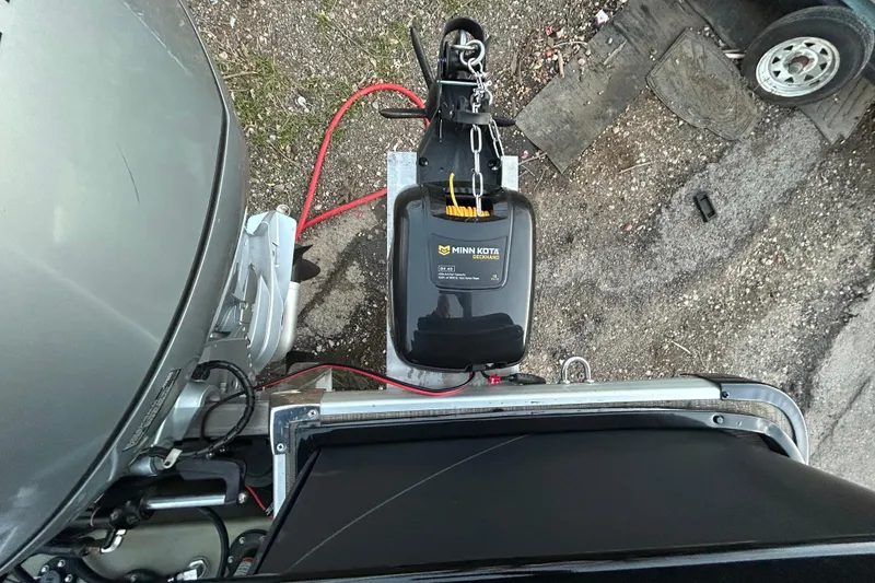 Slide: The Image of Overhead view of a 2018 Misty Harbor 2285RF boat with Minn Kota charger. - 16