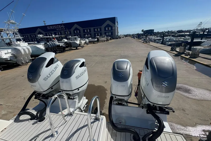 Slide: The Image of 2023 Twin Vee 400 GFX CC with Suzuki outboard engines at Surfside Marina. - 20