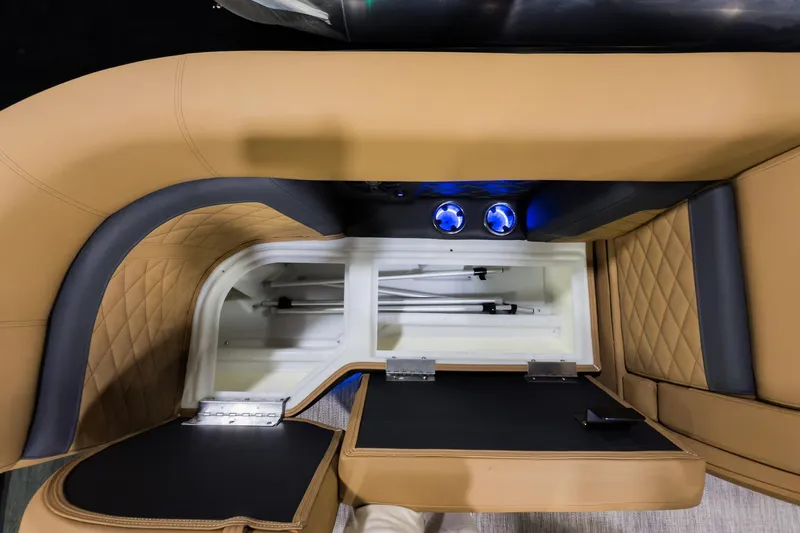 Slide: The Image of Luxurious seating with storage in the 2026 Godfrey Monaco 255 Mid-Table Single Flip Lounge. - 8