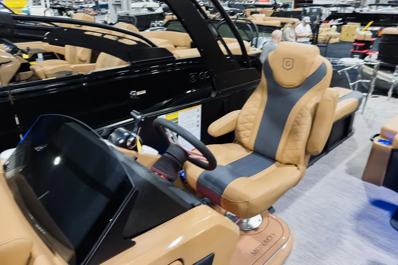 Slide: The Image of Luxurious 2026 Godfrey Monaco 255 boat interior with plush seating and modern design. - 9