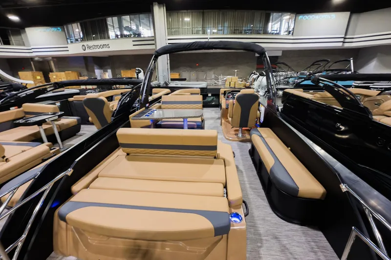 Slide: The Image of 2026 Godfrey Monaco 255 boat interior with luxurious seating and modern design. - 21