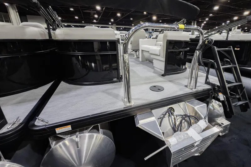 Slide: The Image of 2026 Godfrey Sweetwater Xperience 20' pontoon boat with split bench seating and sleek design. - 42