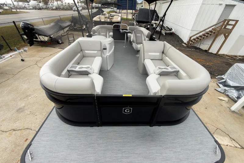 Slide: The Image of 2026 Godfrey Sweetwater Xperience 20' Split Bench Pontoon with spacious seating and modern design. - 4