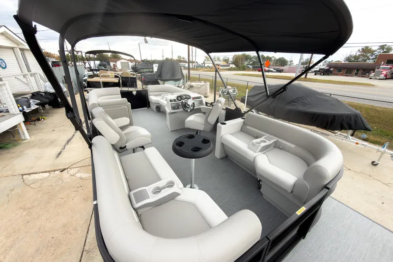 Slide: The Image of 2026 Godfrey Sweetwater Xperience 20' Split Bench Pontoon with spacious seating and modern design. - 12