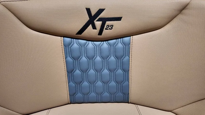 Slide: The Image of MasterCraft XT23 2026 seat upholstery with quilted design. - 27