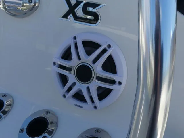 Slide: The Image of Speaker and XS logo on Bulls Bay 2200 XS boat, year 2026. - 21