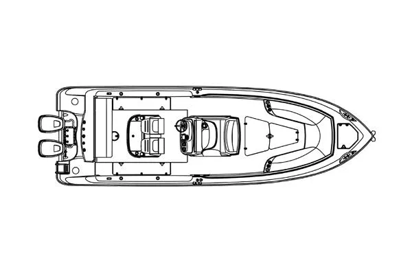Slide: The Image of Top view of 2006 Boston Whaler 320 Outrage boat layout. - 22