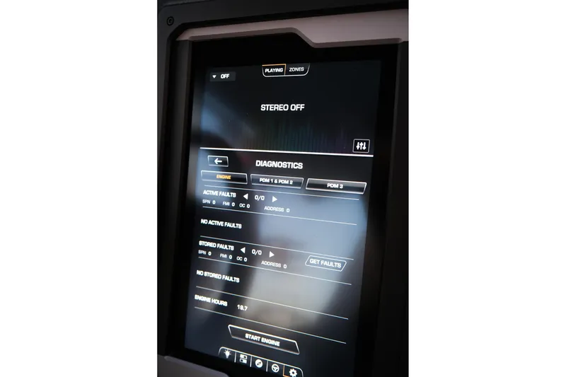 Slide: The Image of 2025 Supra SE diagnostic screen displaying engine status and fault information. - 34