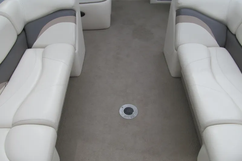 Slide: The Image of 2008 Sun Tracker Party Barge 25 I/O Regency Edition interior with plush seating. - 8