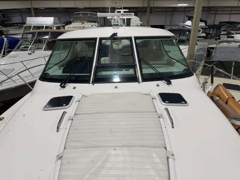 Slide: The Image of 2008 Tiara Yachts 4300 Sovran indoors, front view. - 35