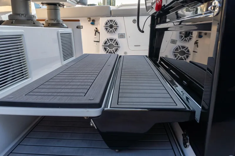 Slide: The Image of 2024 Everglades 395 Center Console interior with sleek design and modern features. - 17