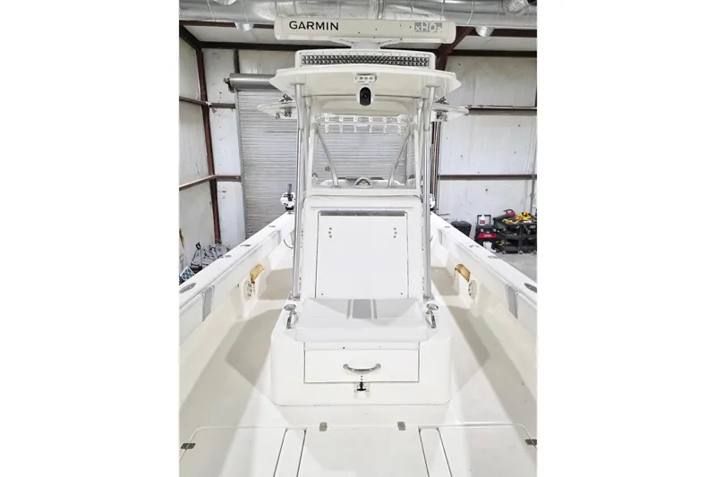 Slide: The Image of 2019 SeaVee 320B boat interior with Garmin equipment in a storage facility. - 9