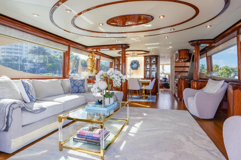 Slide: The Image of Luxurious interior of 2004 Lazzara 80 SL yacht with elegant furnishings and decor. - 26