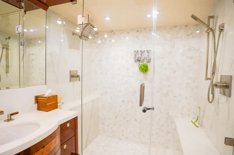 Slide: The Image of Luxurious bathroom in 2004 Lazzara 80 SL yacht with modern shower and elegant fixtures. - 47