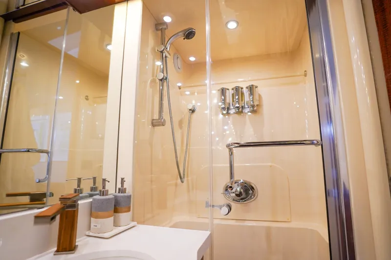 Slide: The Image of Luxurious bathroom shower in 2004 Lazzara 80 SL yacht with modern fixtures. - 51
