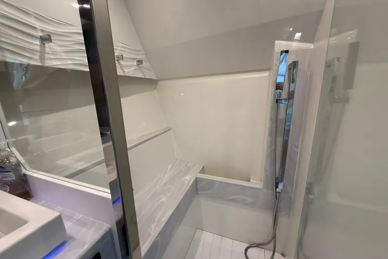 Slide: The Image of Modern bathroom interior in 2022 Formula 500 Super Sport Crossover yacht. - 58