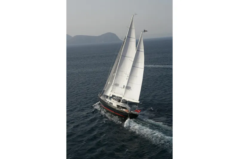 Slide: The Image of Sailing yacht Perini Navi 52M, 2007 model, cruising on open sea. - 11