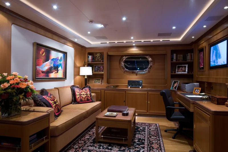 Slide: The Image of Luxurious interior of 2007 Perini Navi 52M yacht with elegant decor and cozy seating area. - 30