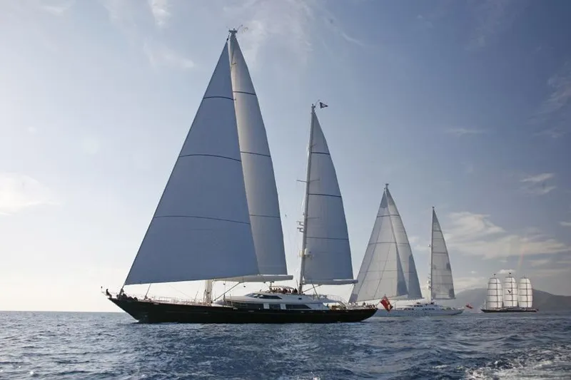 Slide: The Image of Sailing yachts on the ocean, featuring a 2007 Perini Navi 52M model. - 8
