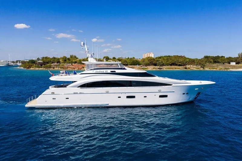 Slide: The Image of Luxurious 2014 Horizon RP 110 yacht cruising on clear blue waters. - 10