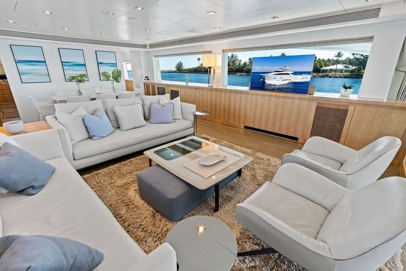 Slide: The Image of Luxurious interior of 2014 Horizon RP 110 yacht with modern decor and ocean view. - 26