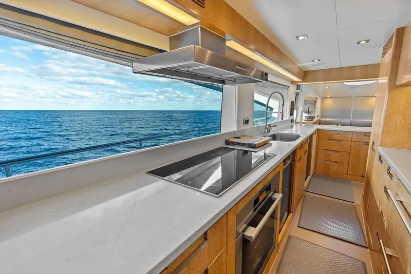 Slide: The Image of Luxurious kitchen interior on 2014 Horizon RP 110 yacht with ocean view. - 68