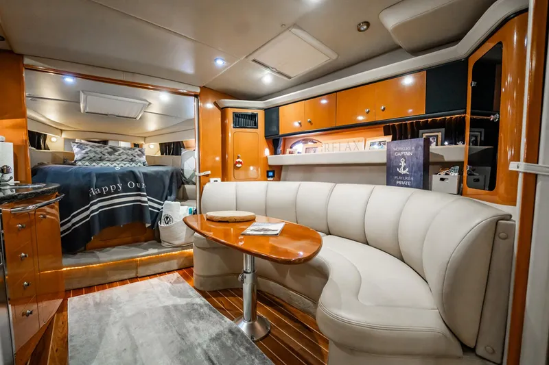Slide: The Image of Luxurious interior of 2008 Chaparral Signature 350 yacht with cozy seating and elegant decor. - 16