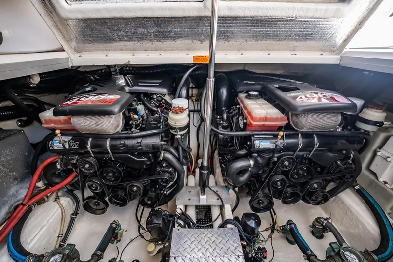 Slide: The Image of 2008 Chaparral Signature 350 engine compartment with dual powerful engines. - 26