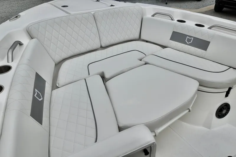 Slide: The Image of Luxurious seating on 2026 Sea Fox 268 Commander boat with quilted upholstery. - 6
