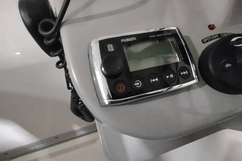 Slide: The Image of Fusion MS-RA205 stereo system on 2015 Boston Whaler 285 Conquest boat dashboard. - 18