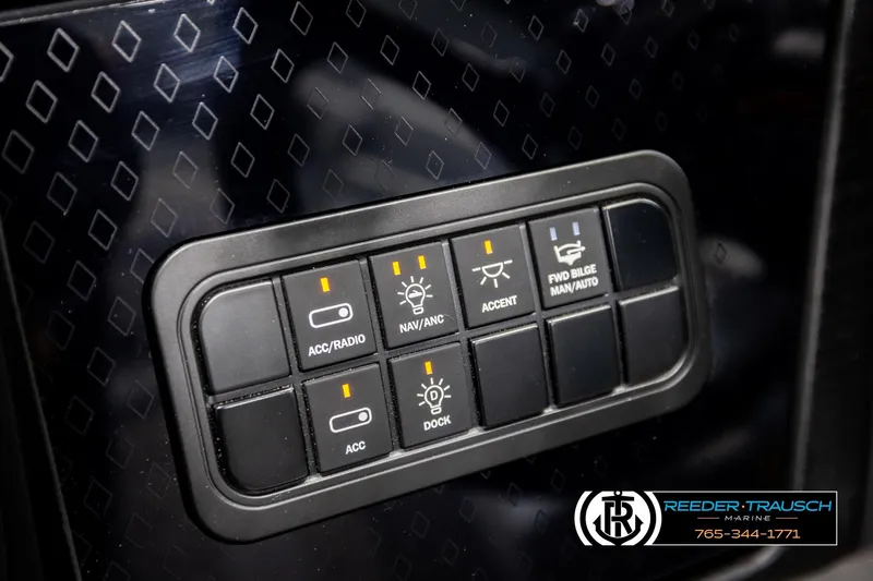 Slide: The Image of Control panel of 2026 Bennington MLSF boat with various function buttons. - 35