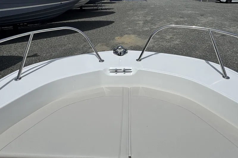 Slide: The Image of Bow of a Boston Whaler 190 Montauk with stainless steel railing. - 24