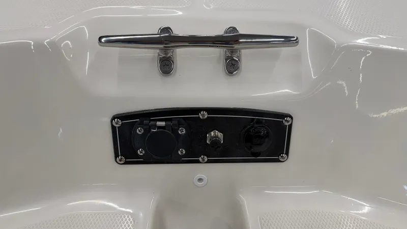 Slide: The Image of Close-up of a boat dock with outlets and a stainless steel handle. - 39