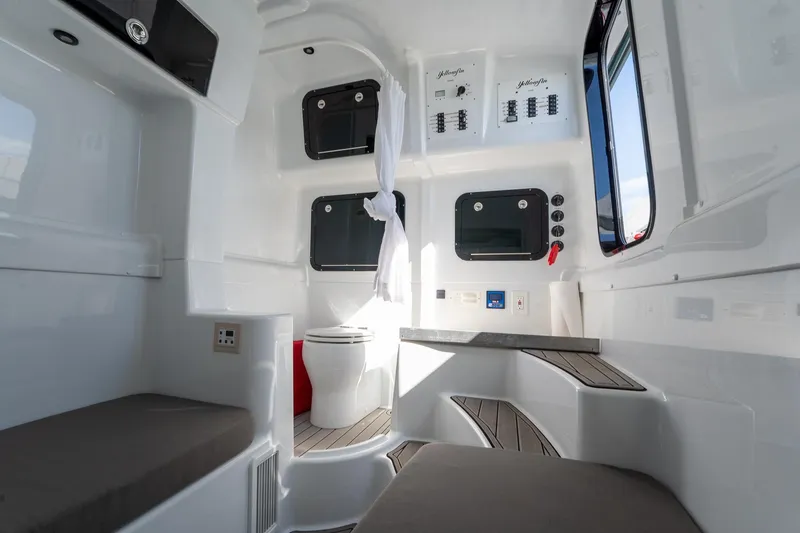 Slide: The Image of 2024 Yellowfin 42 Offshore interior with modern amenities and sleek design. - 36