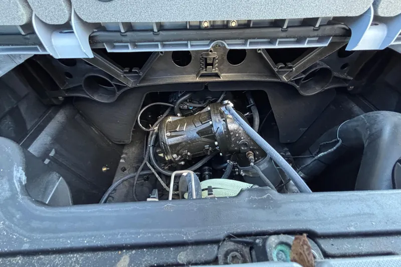 Slide: The Image of 2023 Sea-Doo Switch Cruise 21 dashboard and seating area, outdoor display. - 16