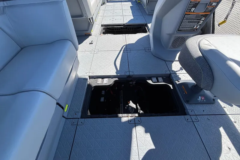 Slide: The Image of 2023 Sea-Doo Switch Cruise 21 interior with spacious seating and modern design. - 20