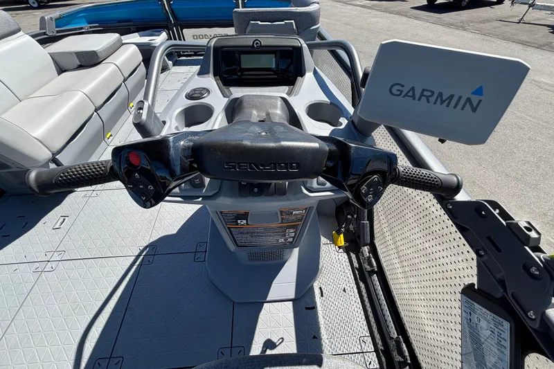 Slide: The Image of 2023 Sea-Doo Switch Cruise 21 dashboard with Garmin navigation system. - 35