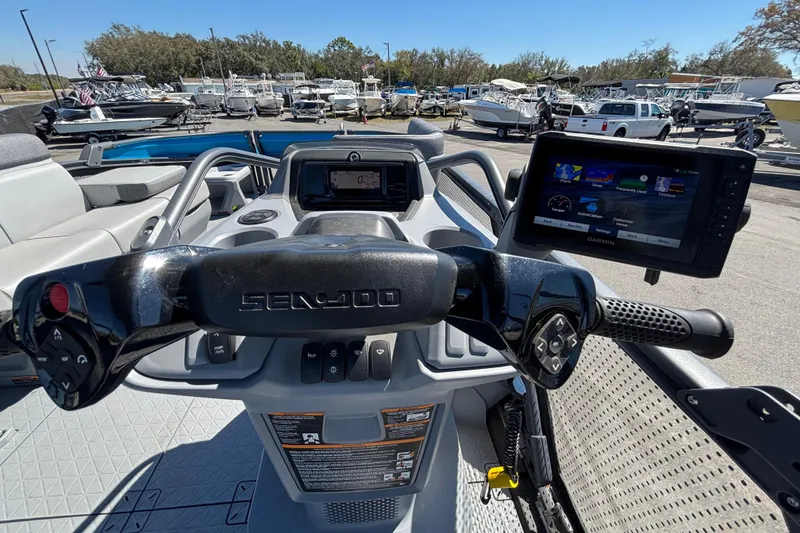 Slide: The Image of 2023 Sea-Doo Switch Cruise 21 interior with spacious seating and modern design. - 37