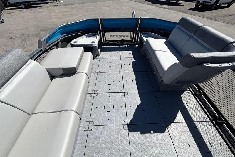 Slide: The Image of 2023 Sea-Doo Switch Cruise 21 interior with spacious seating and modern design. - 40
