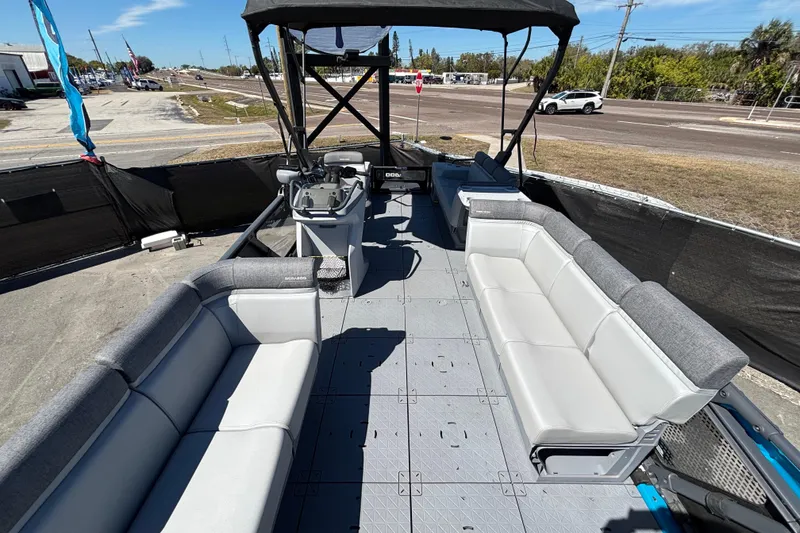 Slide: The Image of 2023 Sea-Doo Switch Cruise 21 dashboard with controls and safety warnings. - 66