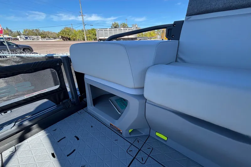 Slide: The Image of 2023 Sea-Doo Switch Cruise 21 interior seating and storage compartment detail. - 84