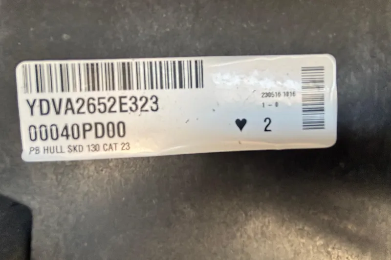 Slide: The Image of Barcode label on 2023 Sea-Doo Switch Cruise 21, displaying serial and model numbers. - 96